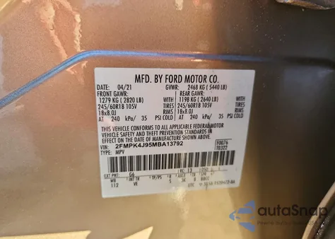 2021 Ford Edge Sel from USA, damaged, VIN 2FMPK4J95MBA13792